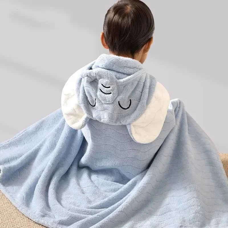 Cute Cartoon Baby Ins Cotton Bath Towel Children Hooded Towel Thickened Absorbent Baby Bathrobe Infant Soft Swaddle Blanket